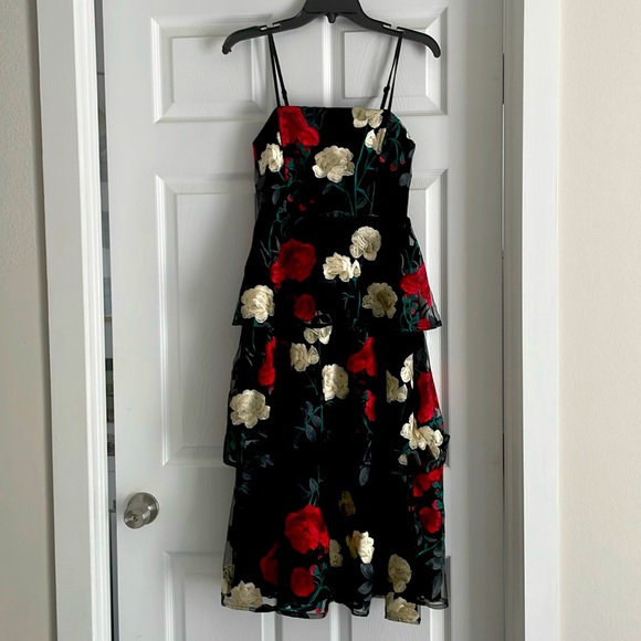 Lulus Forever Lovable Black Floral Embroidered Tiered Midi Dress - Picture 2 of 8